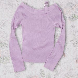 Fashion Nova Semi Off the Shoulder Knit Ribbed Long Sleeved Top- NWOT- Small